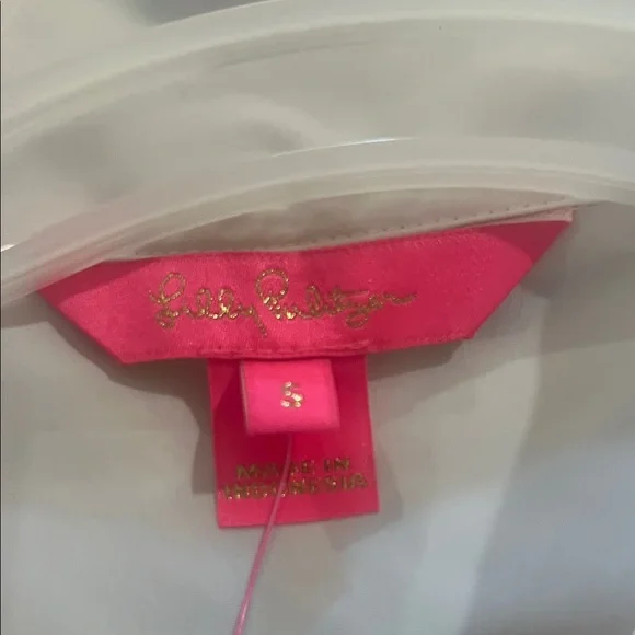 Lilly Pulitzer White Puff Sleeve Short Sleeve Peplum Top - Picture 3 of 3